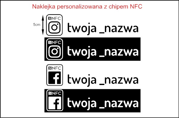 naklejki na samochód na auto social media dowolny napis z twoją nazwą nfc instagram facebook