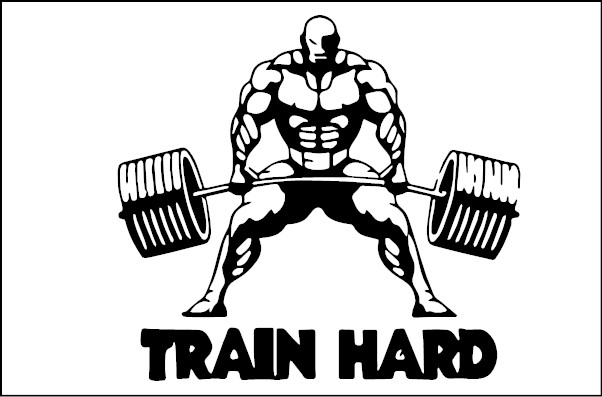 naklejki na samochód na auto strong man podnoszący ciężar napis train hard