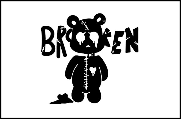 Naklejka samochodowa miś broken bear