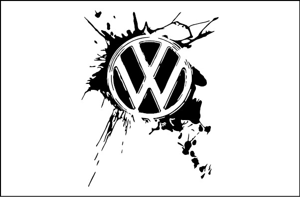 Naklejka na samochód kleks a w nim logo volkswagen